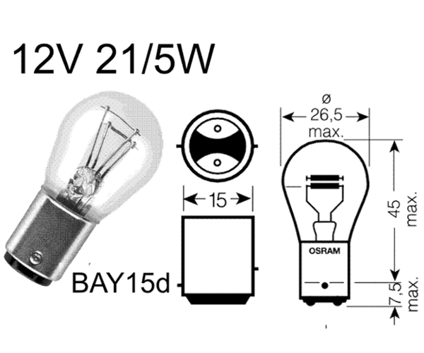 Birne 12V 21/5W BAY15d, Beleuchtungsanlage, Rahmen