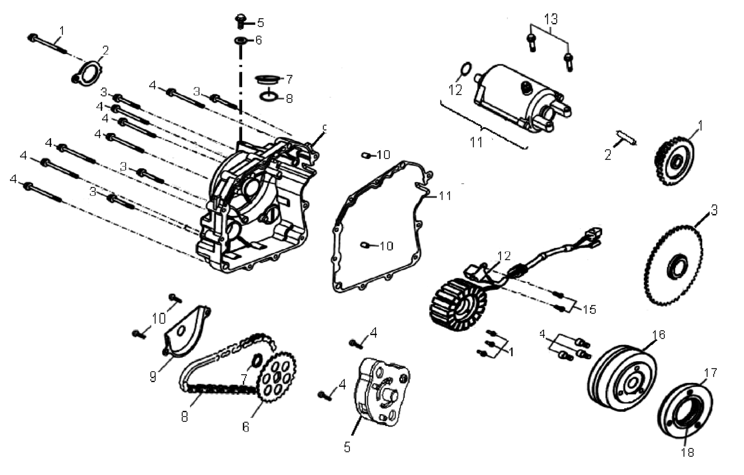 Anlasser / Lichtmaschine / Ölpumpe / Gehäusedeckel rechts