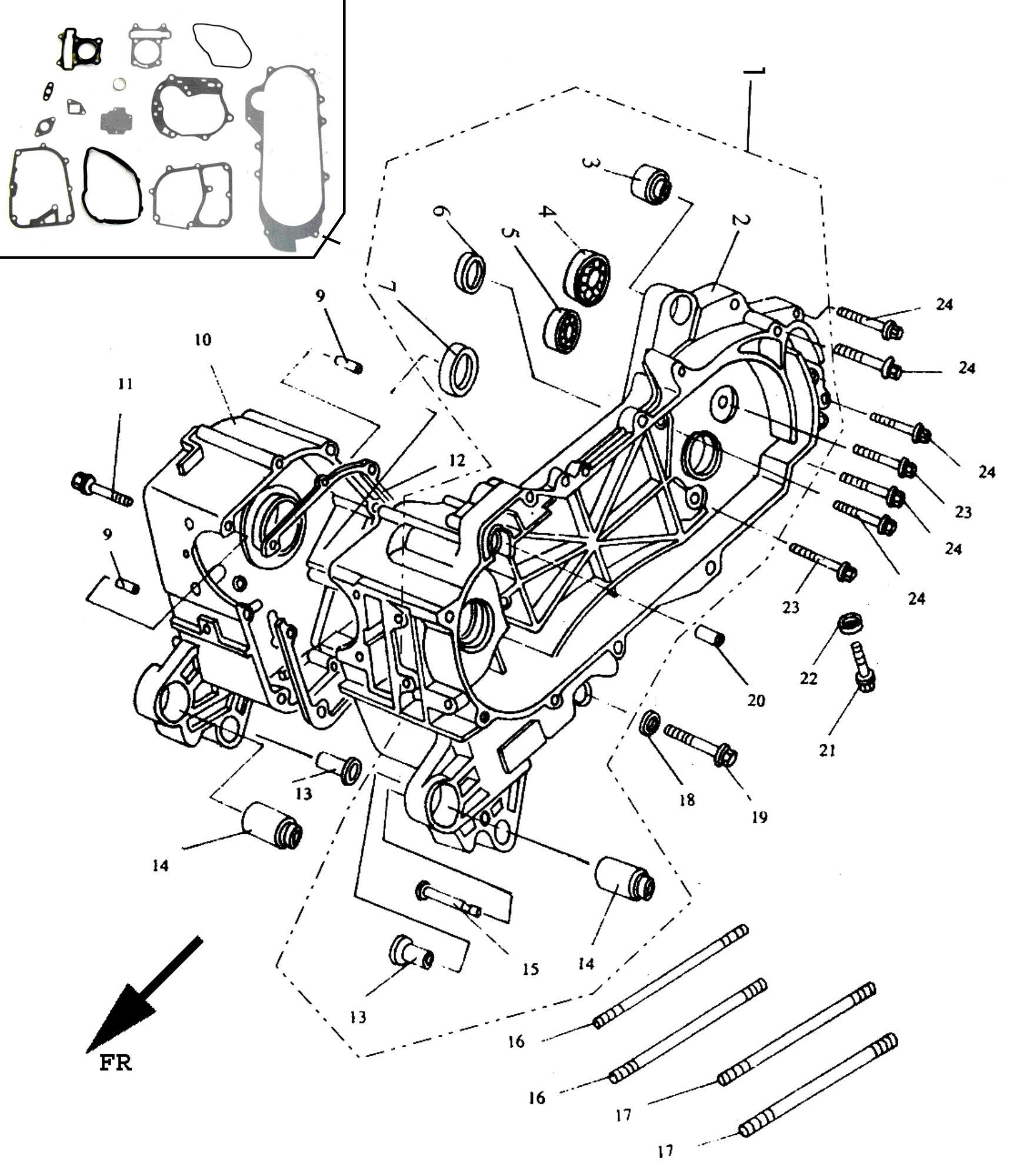 Kurbelgehäuse für Rex RS 450 Motor 